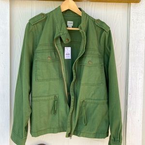 J Crew womans large green utility jacket